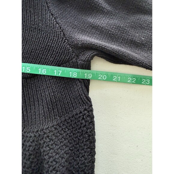 Women’s Black Open Front Cardigan Sweater w/ Fur Collar Layering Soft Grunge Lg - Picture 7 of 8